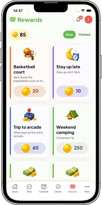 Doorstep on an iPhone, showing the family reward shop